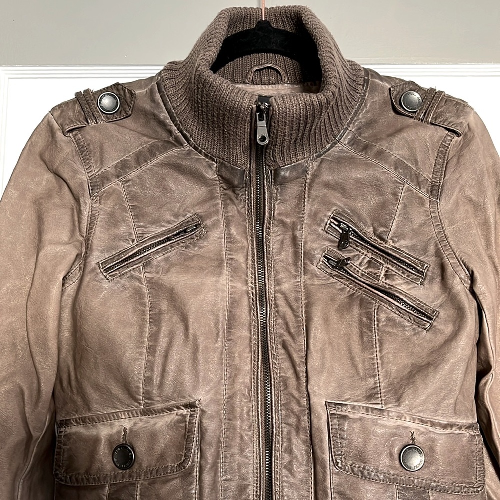NWOT AMISU TAUPE FAUX LEATHER JACKET
